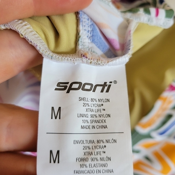 NWT Sporti Tankini Tank Top Swim High Neck Palm Pink Orange Medium - Picture 8 of 8